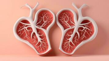 3D illustration mockup of the human organ system, Anatomy, Nervous, circulatory, digestive, excretory, urinary,and bone systems. Medical education concept, Generative AI illustration photo