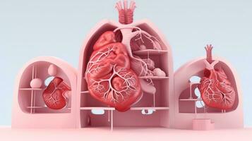 3D illustration mockup of the human organ system, Anatomy, Nervous, circulatory, digestive, excretory, urinary,and bone systems. Medical education concept, Generative AI illustration photo