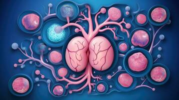 3D illustration mockup of the human organ system, Anatomy, Nervous, circulatory, digestive, excretory, urinary,and bone systems. Medical education concept, Generative AI illustration photo