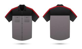 work shirt uniform mockup front and back view vector
