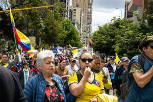 Bogota, Colombia, 16 August 2023. March asking for Gustavo Petro impeachment. Peaceful protest march in Bogota Colombia against the government of Gustavo Petro called La Marcha de la Mayoria. photo