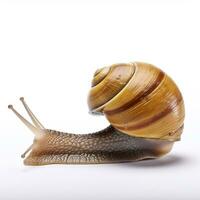Beautiful big wild snail looking forward is shown in full length, Ai generated photo