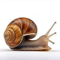 Beautiful big wild snail looking forward is shown in full length, Ai generated photo