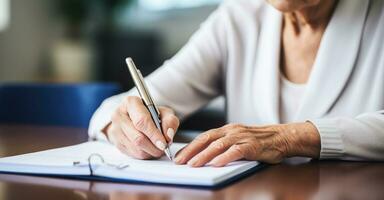 Doctor taking notes to patent card photo