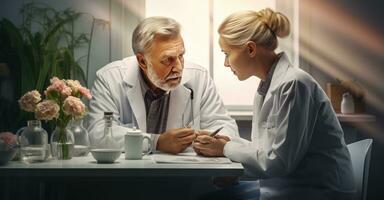 Doctor consulting with an elderly patient photo