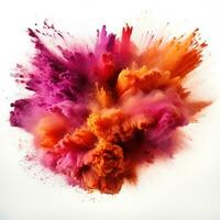 Pink Holi paint splash isolated. photo