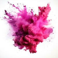 Pink Holi paint splash isolated. photo