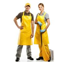 two cleaning workers. photo