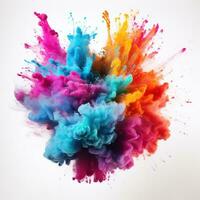 Colorful Holi paint splash isolated photo