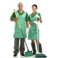 two cleaning workers. photo