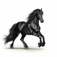 hermosa grande bestia caballo mirando adelante es mostrado en lleno longitud, ai generado foto