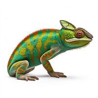 Beautiful big wild chameleon looking forward is shown in full length, Ai generated photo