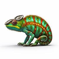 Beautiful big wild chameleon looking forward is shown in full length, Ai generated photo