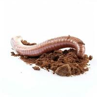 Beautiful big wild earthworm looking forward is shown in full length, Ai generated photo