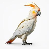 Beautiful big wild parrot looking forward is shown in full length, Ai generated photo