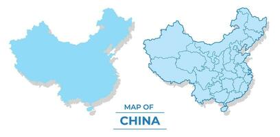 Vector China map set simple flat and outline style illustration