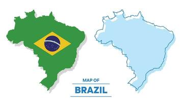 Vector Brazil flag map set simple flat illustration