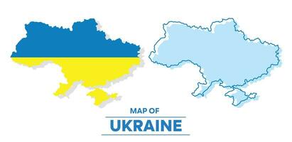 Vector Ukraine flag map set simple flat illustration