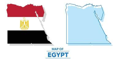 Vector Egypt flag map set simple flat illustration