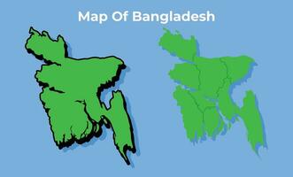 Vector Bangladesh 3D map set simple flat illustration