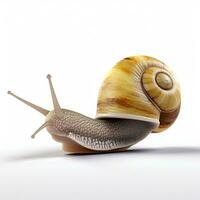 Beautiful big wild snail looking forward is shown in full length, Ai generated photo