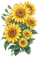 Soleil fleurs bouquet illustration avec ai génératif png