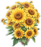 Soleil fleurs bouquet agrafe art avec ai génératif png