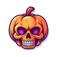 halloween cute skull cartoon character style generative AI. png