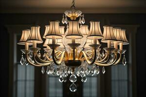 Luxury chandelier isolated on dark background. ai generative photo