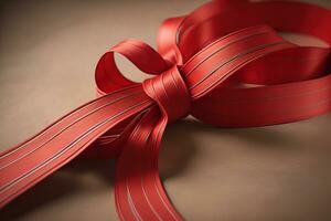 Shiny satin ribbon in brown color isolated on white background. ai generative photo