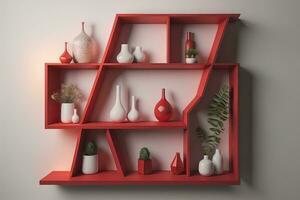 Bookshelf in scandinavian interior. ai generative photo