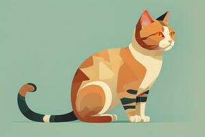 Cute cat sitting on the floor. Vector illustration in retro style. ai generative photo