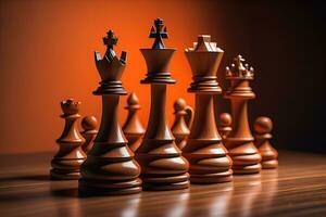 Different chess piece on a solid color background. ai generative photo
