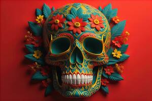 Day of the Dead sugar skull. Mexican sugar skull. ai generative photo