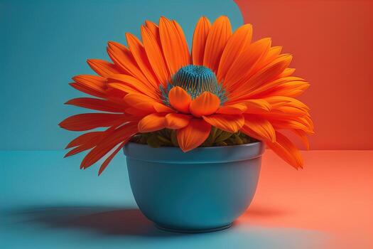 flores en un maceta en un sólido color antecedentes. ai generativo foto