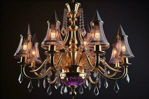 Luxury chandelier isolated on dark background. ai generative photo