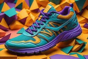 Men's shoes on a solid colour background. Studio shot. ai generative photo