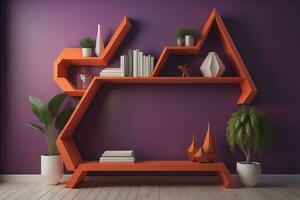 Bookshelf in scandinavian interior. ai generative photo