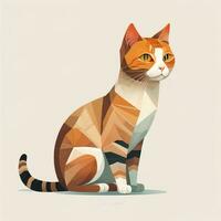 Cute cat sitting on the floor. Vector illustration in retro style. ai generative photo