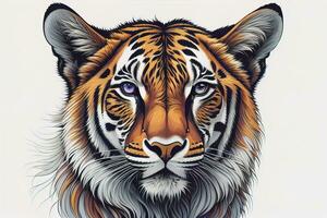 Tiger head with colorful background. ai generative photo