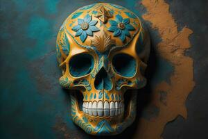 Day of the Dead sugar skull. Mexican sugar skull. ai generative photo
