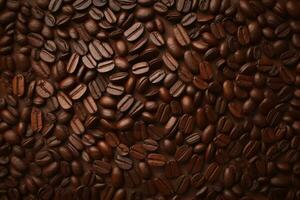 Roasted coffee beans on wooden background. Selective focus. Toned. ai generative photo