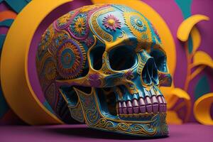 Day of the Dead sugar skull. Mexican sugar skull. ai generative photo