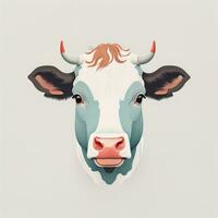 Illustration of a portrait of a cow on a grey background. ai generative photo