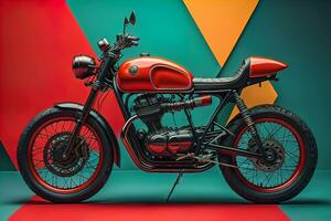 Modern powerful sports motorcycle on a colorful background. ai generative photo
