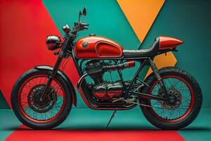 Modern powerful sports motorcycle on a colorful background. ai generative photo