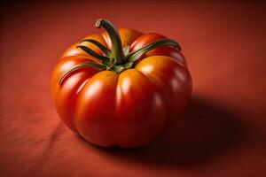 Fresh tomatoe on a wooden background. ai generative photo