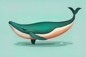 Blue whale isolated on a solid clor background. ai generative photo