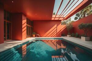 Swimming pool in a modern villa, ai generative photo