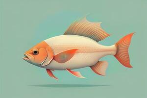 Illustration of a fish on a blue background, vector illustration. ai generative photo